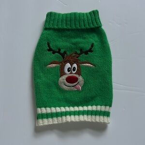 Reindeer Green Dog Sweater in Size XS